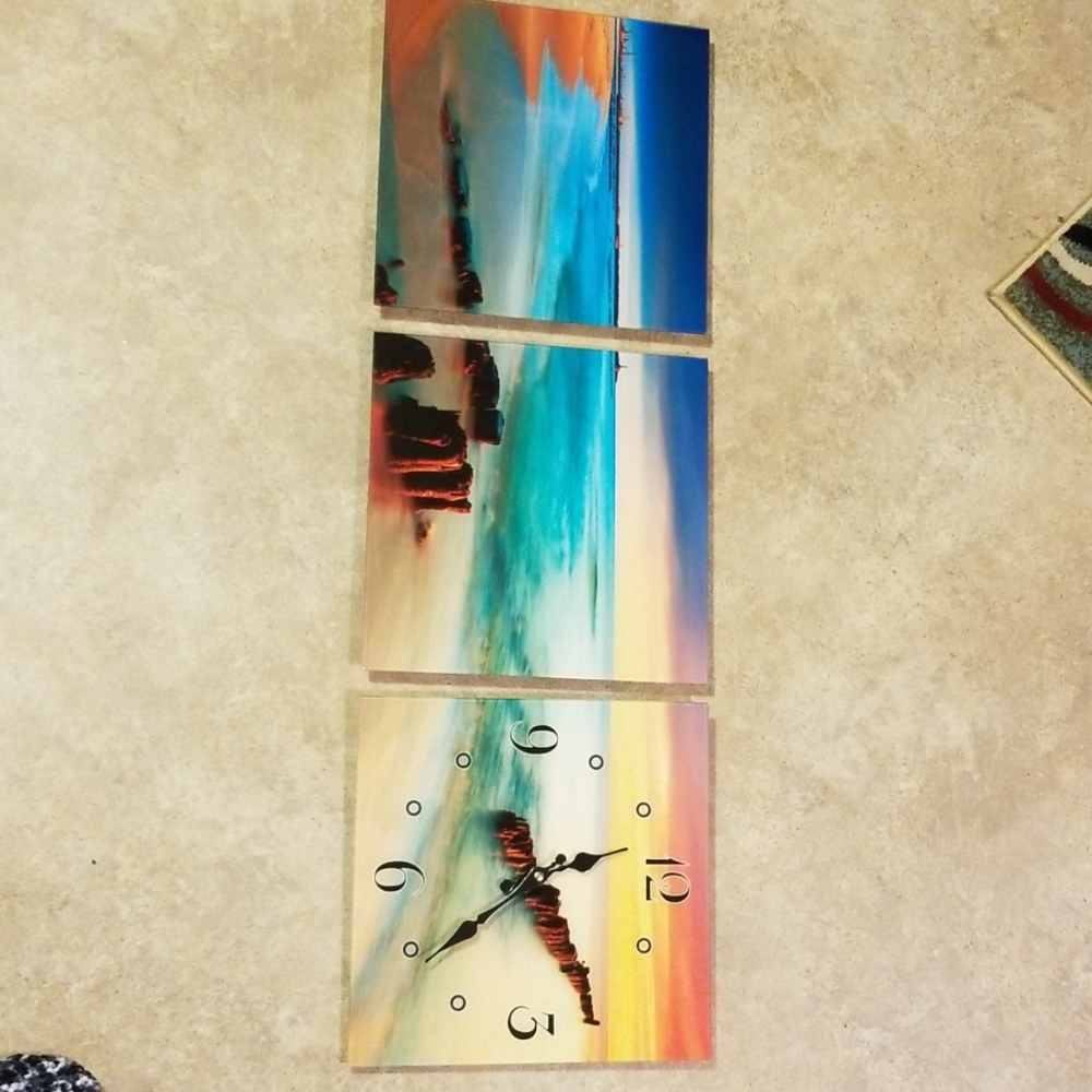 Sunset beach wall clock set